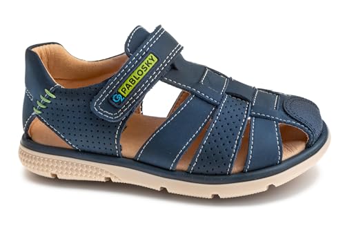 Sandale garçon Pablosky Jabato 518023 en cuir bleu