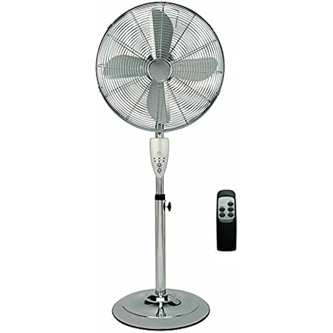 CruiseTech® 16" Adjustable Portable Metal Oscillating Pedestal Floor Standing Fan With Remote Control In 2 Colours (16'' Fan Chrome) Cover