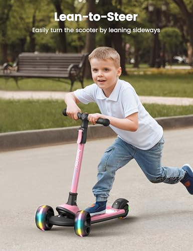 Image of besrey 3 Wheel Scooter for Kids Ages 3-10 with 4 Adjustable Height | LED Light Wheels, Foldable Toddler Scooter, Extra Deck, Lean-to-Steer Design, Sturdy and Safe