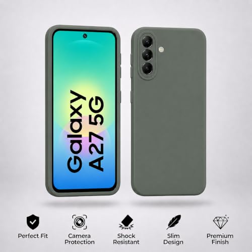 Image of FIRST MART Matte Silicone Back Cover for Samsung Galaxy A27 - Green