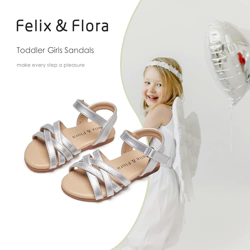 Image of Felix & Flora Toddler Girl Sandals - Little Girl Easter Dress Shoes Lightweight Open Toe Beach Holiday Flats
