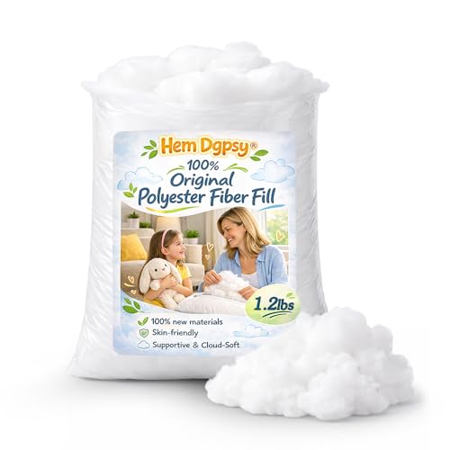 Hem Dgpsy Polyfill Stuffing 1.2lb/544g, Premium Polyester Fiber Pillow Stuffing for Cushion, Couch,...