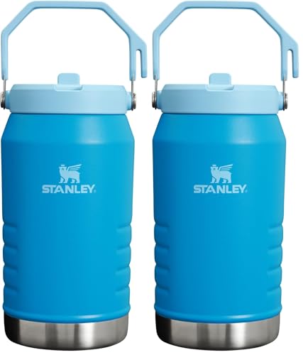 Image of Stanley IceFlow Flip Straw Jug with Handle 64 oz| Twist On Lid and Flip Up Straw | Leak Resistant for Travel and Sports | Insulated Stainless Steel | BPA-Free | Azure (Pack of 2)