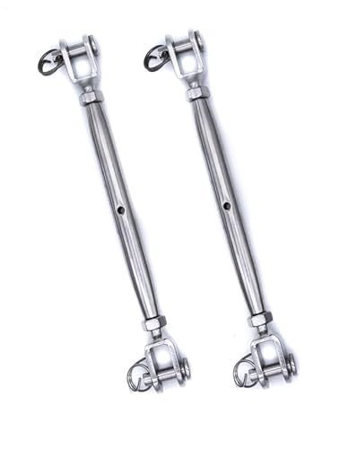 2Pcs 316 Stainless steel turnbuckle rigging screw jaw closed body M5 M6 M8 tension adjuster A4 marine grade (M5)