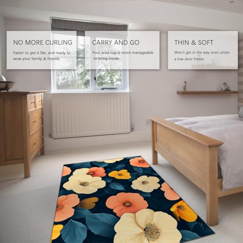 Tapis de chambre style ferme moderne déco fleurie 160x200 - 5