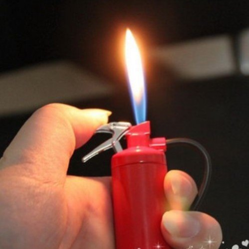 exo.nu Cute Mini Metal Fire Extinguisher Butane Refillable Cigarette Lighter with LED Flashlight