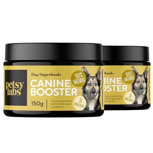Petstile Canine Booster mit Grünlippmuschel-Extrakt für Hunde - Expertenformulierte Superfood-Mischung mit 26 Wirkstoffen - 150g Pulver