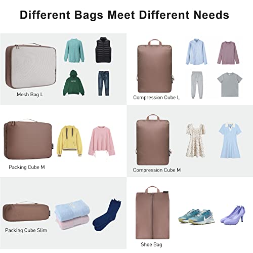 Bagail Ultralight Compression Cubes 7 Set - 3 Packing Cubes, 3 Organizers, and 1 Shoe Bag4
