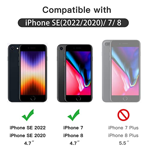 JETech Folia ochronna na cały ekran do iPhone SE 3 (2022)/SE 2 (2020)/8/7 4,7 cala, czarna krawędź, folia pancerna, ochrona wyświetlacza, z łatwym narzędziem instalacyjnym, przezroczysta HD, 3 sztuki (czarna)