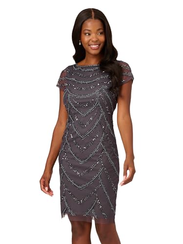 Image of Adrianna Papell Womens Beaded Cocktail Dress