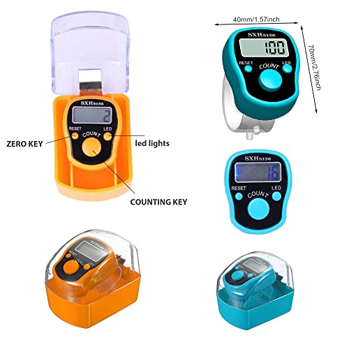 Image of 6-Pack Digital Tally Finger Counter with Led, Colorful Tasbeeh Tasbih 5-Digits Counter Clickers with Led Light, Carry Ring, Individual Hard Case for Muslims Pray Knitting Track Golf Lap