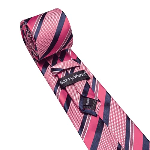 Image of Barry.Wang Mens Tie Set Plaid Check Neckties Formal Business Wedding Luxury Pocket Square Cufflinks