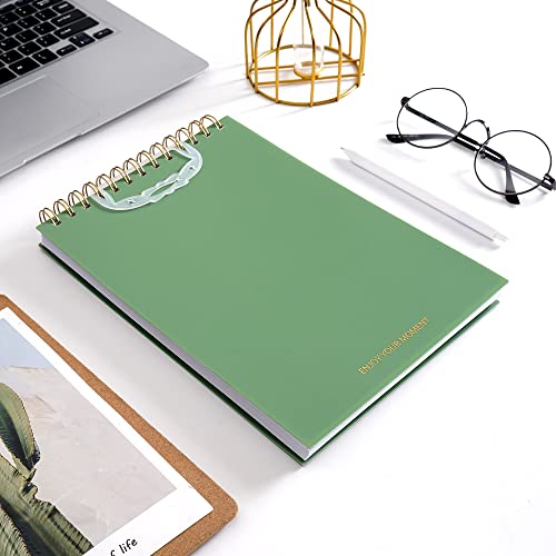 Yoment Bullet Dotted Journal Top Spiral Notebook 6"X8.5" Dot Grid Notebooks 160 Pages Thick Dotted Paper Wire Bound Spiral Waterproof Plastic Cover Notebooks For Work Office Business School,Green #TOP1