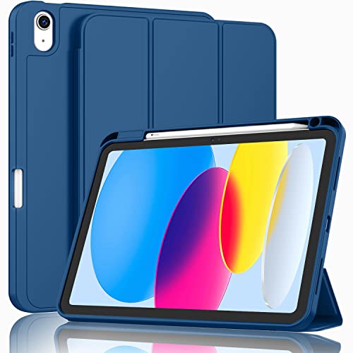 ZryXal iPad (A16) Case/iPad 10th Generation Case [11-Inch 2025/10.9 Inch 2022] with Pencil Holder, Smart Cover with Soft TPU Back [Support Auto Wake/Sleep] (Navy Blue) by ZryXal - Used condition - US$8.99