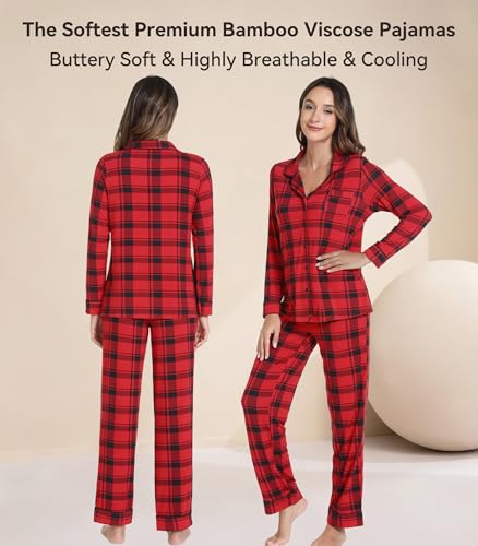 Image of WiWi Viscose from Bamboo Women's Pajamas Set Super Soft Button Down Top and Pants Sleepwear Cooling Pjs S-3X