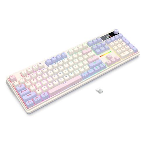 Image of Redragon K762 Wireless Gasket Mechanical Gaming Keyboard, LED Screen & Knob | Easy-Control TFT Info Display, Cushioned 5-Layer Noise Dampening for Creamy Thocky Sound, Round PBT Keycap, 104 Custom Switch