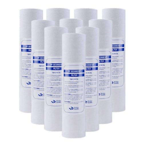 Tuesoa 10 Unidades de Filtro de Agua Universal, Cartucho de Filtro de AlgodóN PP, Filtros de Agua para Sedimentos, Material de Polipropileno, 1 MicróMetro
