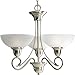 Grey 3-Lt. Chandelier with Etched Watermark Glass P4580-09 by Progress Lighting