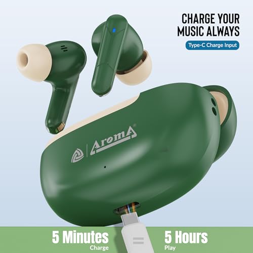 Image of AROMA TWS6 Sync V5.4 Upto 55Hr Playtime*, ENC, Dual Paring, Fast Charging, Heavy Bass Bluetooth