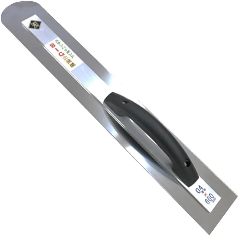 土間鏝 ステンハイボンド BIG 先丸 0.4mm厚 102ｘ660mm 黒柄 野丁場用コテ カネミツ 代不