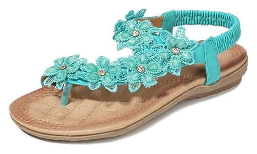 Womens Sandals Sandals for Women Wide,Women Summer Beach Bohemia Flip Flops T-Strap Flat Sandals Comfort Walking Shoes