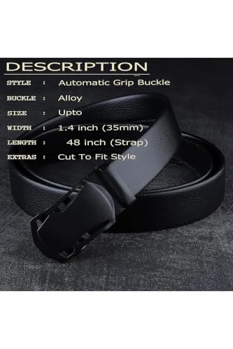 Image of ZEVORA Men's Auto Lock Buckle Leather Belt for Men, Formal /Casual,Autolock 01