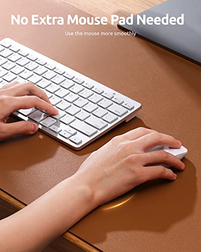 Image of YSAGi Leather Desk Mat, Large Mouse Mat, 60 x 35 cm, Brown | Non-Slip Desk Pad, Keyboard Mat, Waterproof Table Protector Desk Accessories for Office & Home