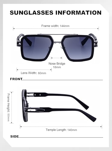Image of Classic Mens Sunglasses Square Metal Frame Shades for Men Sunnies(68062)