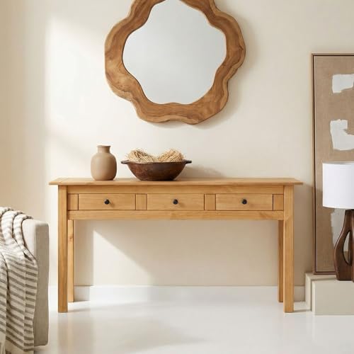 IDIMEX Table Console Cancun Meuble d'appoint en Bois avec 3 tiroirs, en pin Massif Finition teintée/cirée