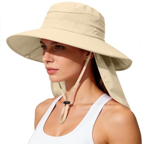 Image of Sun Hats for Men Women, UPF 50+ Protection Fishing Hat with Neck Flap