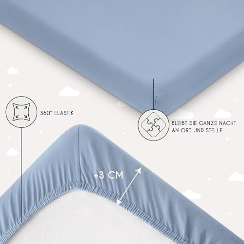 Dreamzie - Spannbettlaken - 2er Set - 60x120cm - 100% Baumwolle Jersey – Ansicht 4
