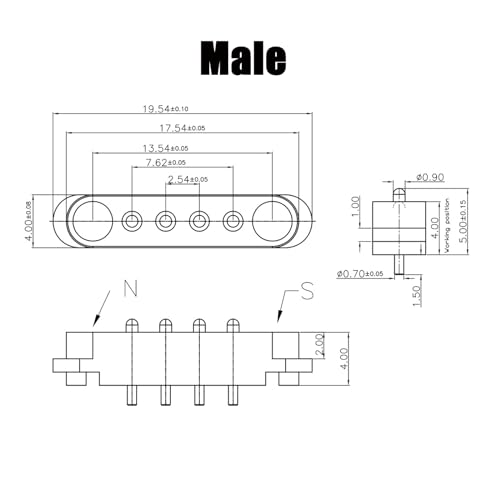 Image of 2 Pair Magnetic Pogo Pin Connector, 2 /3 /4 /5P 2A Pogopin Magnetic Connector Male+Female 2.54 /2.5 MM Through Holes Spring Loaded Connectors DC Power Socket DC Power Charge Probe Connector (4Pin)