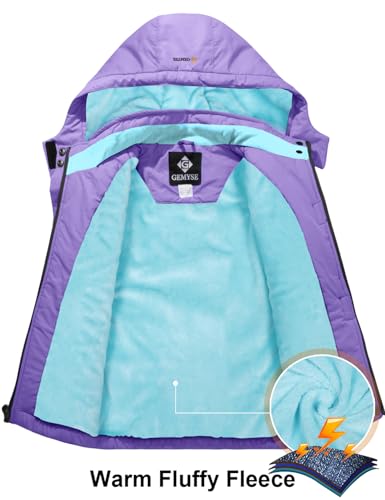 Image of GEMYSE Girl's Waterproof Ski Snow Jacket Hooded Fleece Lined Windproof Winter Jacket