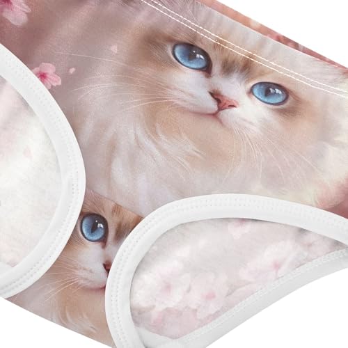 Cute Cat Pink Cherry Blooming Cute Panties Girl Girls Underwear Toddlers Cotton Cartoon Briefs Girls Undies 2t4
