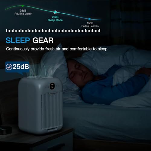 Luftreiniger Allergiker mit Aromatherapie, HEPA Luftfilter gegen Schimmel Staub Pollen Tierhaare, Doppelseitiger Lufteinlass zu 99,97% Entfernung bis 0,1 Mikrometer, 25dB, Timer – Bild 6