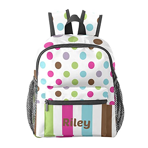 Colorful Polka Dots and Striped Personalized Kids Toddler Backpack for Boys Girls ,Custom Mini School Backpack Bags Kindergarten Colorful Polka Dots and Striped Personalized Kids Toddler Backpack for Boys Girls ,Custom Mini School Backpack Bags Kindergarten