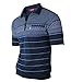 Produktbild Humy Herren Kurzarm Gestreifte Polo Shirts, Kragen Polohemd, Modischen Blousonshirts mit Reißverschluss Brusttaschen (M bis 3XL) (M, [A] Navy)