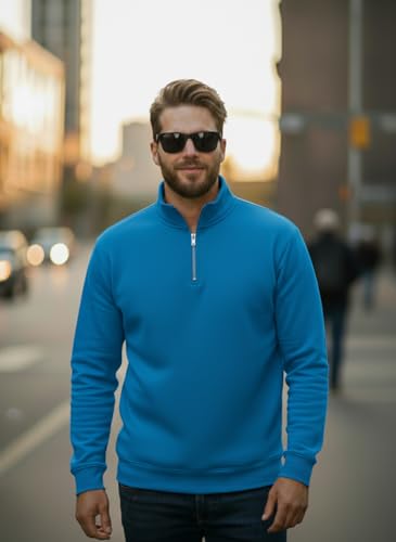 Image of Mack Jonney Men's Fleece Half-Zip High Neck Sweatshirt | Warm & Stylish Winter Wear -JM4380
