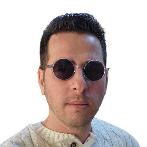 Leon Style Round Sunglasses - UV400 Protection Grey Lens Eyewear - Clear Acrylic & Metal Glasses - Professional Movie Fashion - Costume & Everyday Wear4