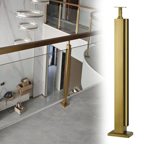 Stainless Steel Glass Railing Post, Square Metal Railing Spindles with Screws, Adjustable Spindles Stair Balustrade Post Kit Indoor, Strong Load-Bearing Capacity(B-Edge,Height 28in/70cm)