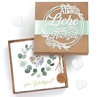 Hochzeitsgeschenke für Brautpaar, Elegante Geldgeschenk Hochzeit, Geldgeschenke Verpackung mit Geschenkbox Hochzeitskarte, Premium Personalisierte Glückwunschkarte zur Hochzeit Herz Eukalyptus