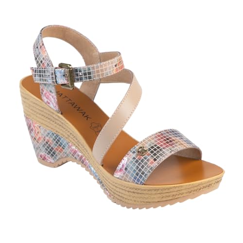 Sandale compensée Chattawak Maelle taupe 39 pour marcher sans douleur