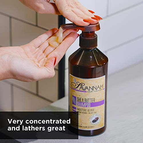 Savannah Hair Therapy Raw Shea Butter Shampoo For Dry Damaged Color Treated Hair Moisturizing 16.9 Oz – Deep Hydrating Keratin Sodium Chloride/ Sulfate Free Shampoo With Vitamin A, B6 And E #TOP7