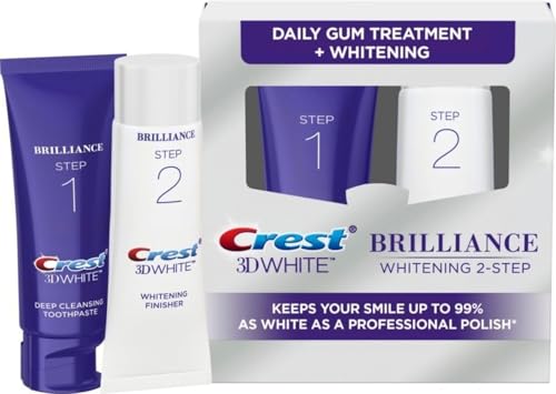 Crest 3D White Brilliance 2-Step Teeth Whitening Toothpaste Kit, Deep Cleansing Toothpaste (4.0 oz) and Whitening Gel Finisher (2.3 oz), Daily At-Home Whitening System - image 1