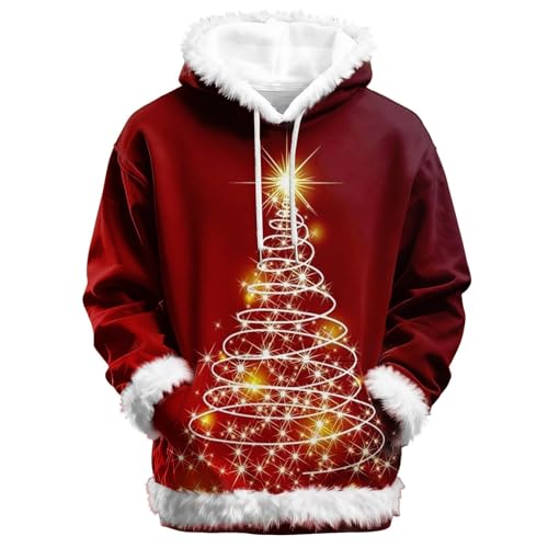 Christmas Tops Women Santa Hooded Velvet Fur Trim Pullover Sweater - image 4