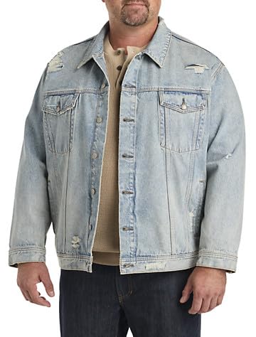 True Nation by DXL Men's Big and Tall Destructed Denim Jacket