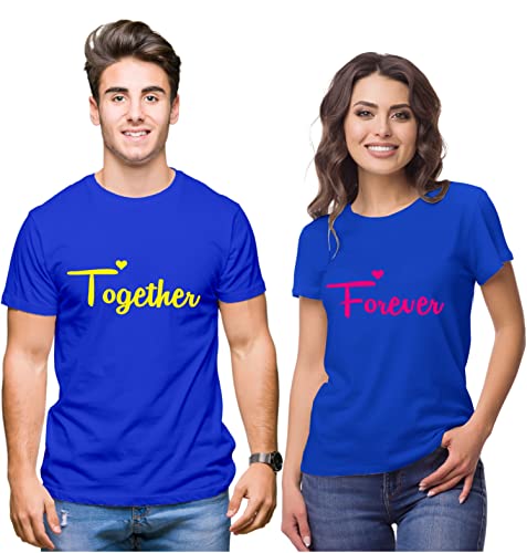 Image of Hangout Hub Hangout-Hub-NP18 Men's & Women's Round Neck T-Shirt-Together Forever | Always Protec Trust King Queen-Pack of 2-Couple T-Shirts
