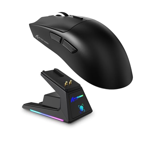 Image of ATTACK SHARK X1 Superlight Wireless Gaming Mouse with RGB Magnetic Charging Dock, BT /2.4G Wireless /Wired Gaming Mouse, PAW3395PRO Gaming Sensor, 40000DPI, 53g Office Mice for PC /Mac /Win /Xbox (Black)