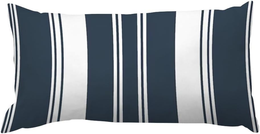 Lumbar Pillow Cases New Grain Sack Blue Stripes Pillow Cover Traditional Oriental 12x16 Decorative Pillow Home Cotton Linen Chic Cushion Cover for Farmhouse Home Couch Decor