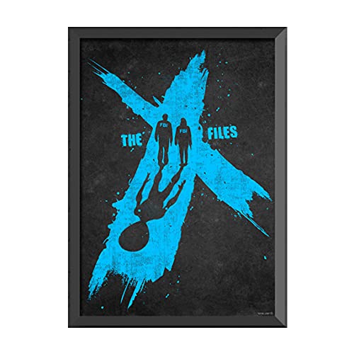 The x files poster,digital print.art,blue,black,Mulder,Scully,television series,aliens